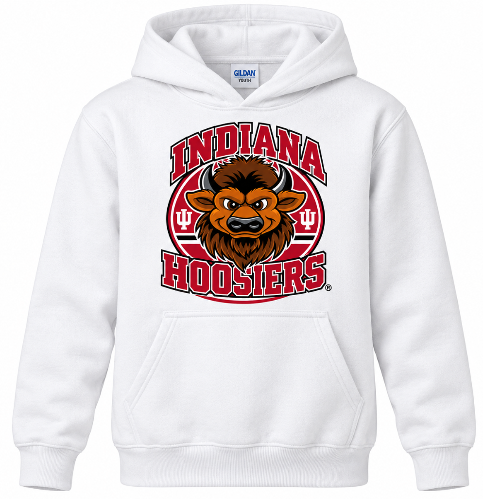 Big Bison Indiana Hoosiers Circle - youth white hoodie