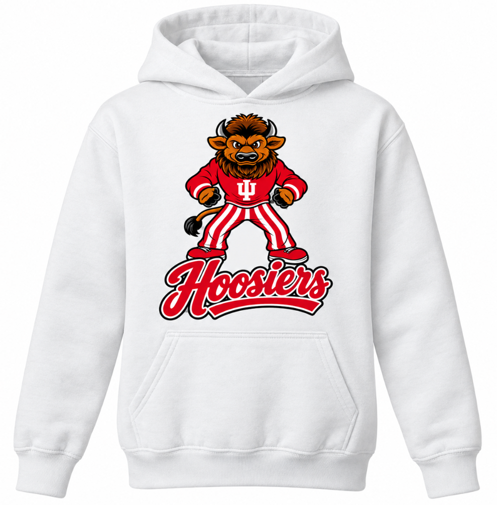 Big Bison on Hoosiers - youth white hoodie
