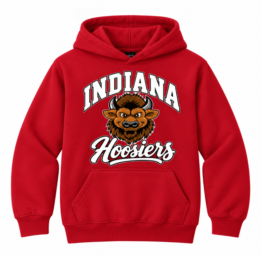 Arched Indiana Hoosiers Big Bison - youth red hoodie