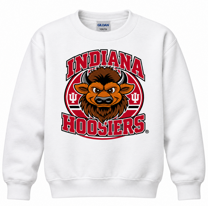 Big Bison Indiana Hoosiers Circle Youth Crewneck