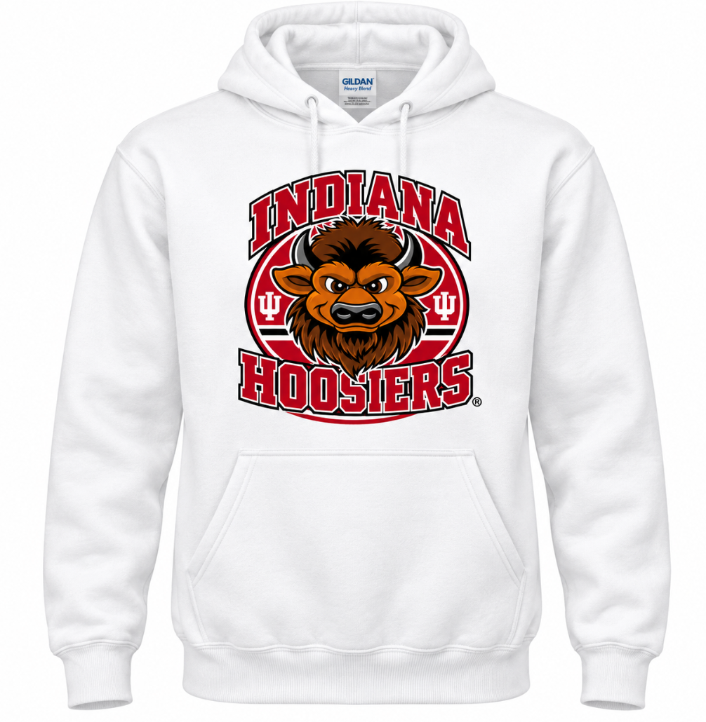 Big Bison Indiana Hoosiers Circle - adult white hoodie