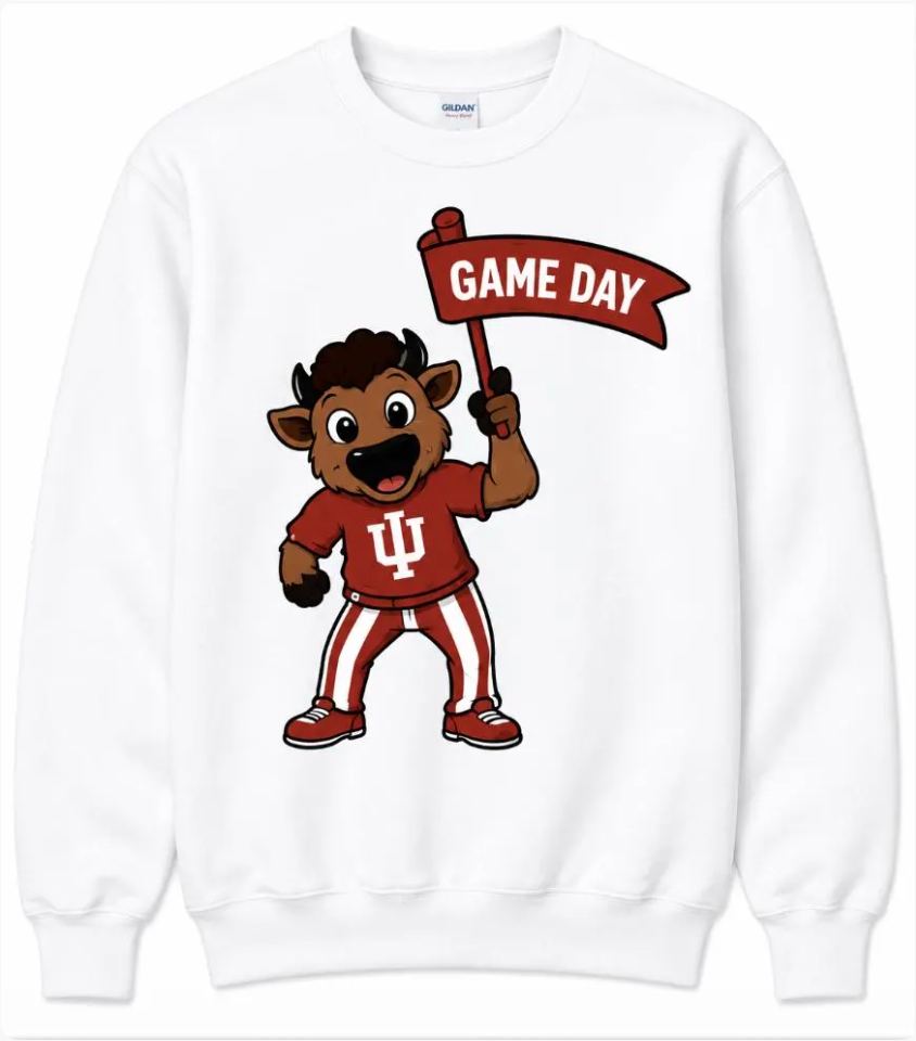 Gameday Bison adult white crewneck
