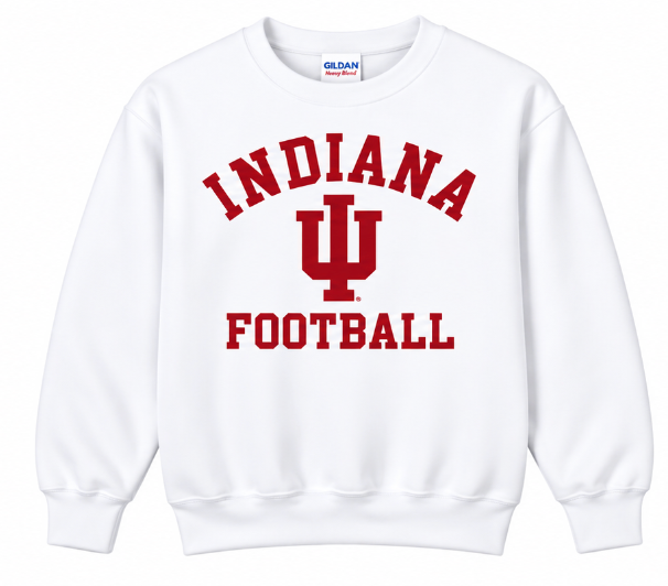 Indiana Football Trident adult white crewneck