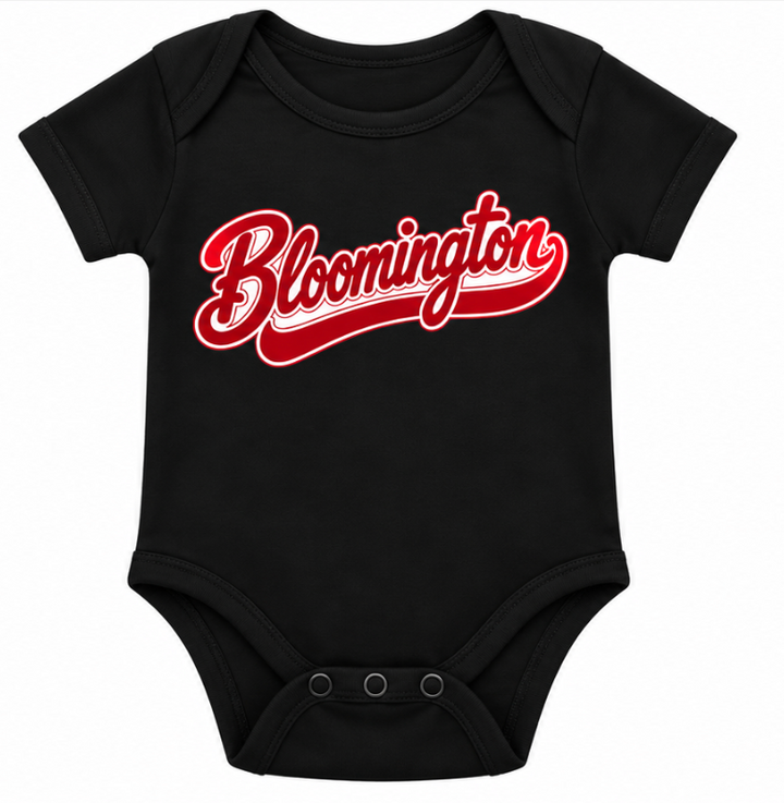 Bloomington Script Short Sleeve Baby Onesie