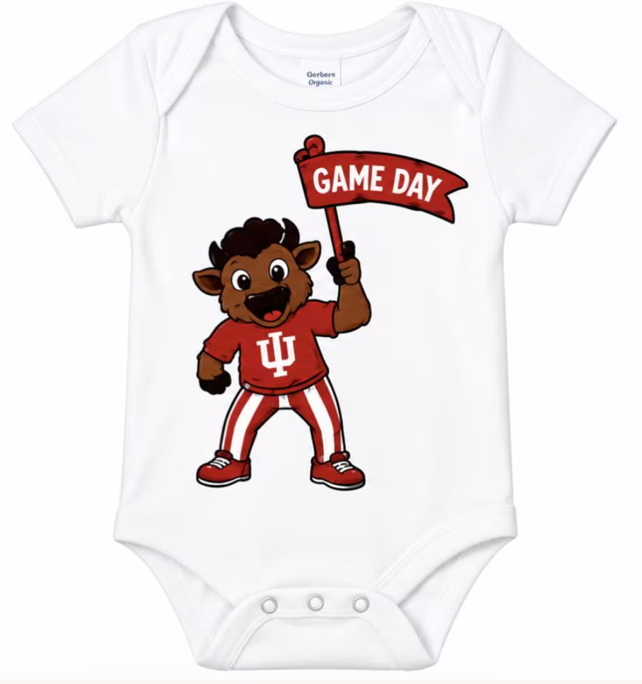 Gameday Bison – White short-sleeve baby onesie