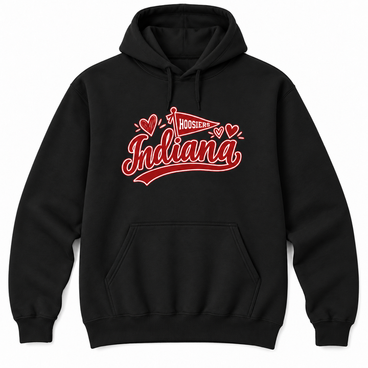 Indiana Hoosiers Pennant and Hearts Hoodie