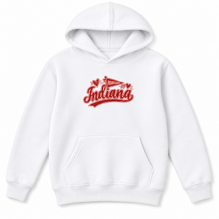 Indiana Hoosiers Pennant and Hearts Youth Hoodie