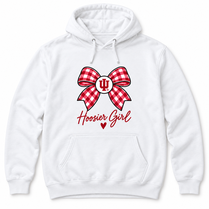Hoosier Girl Gingham Bow and Heart Hoodie