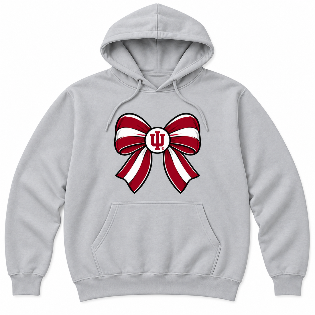 IU Bow hoodie flatlay in Sport Gray