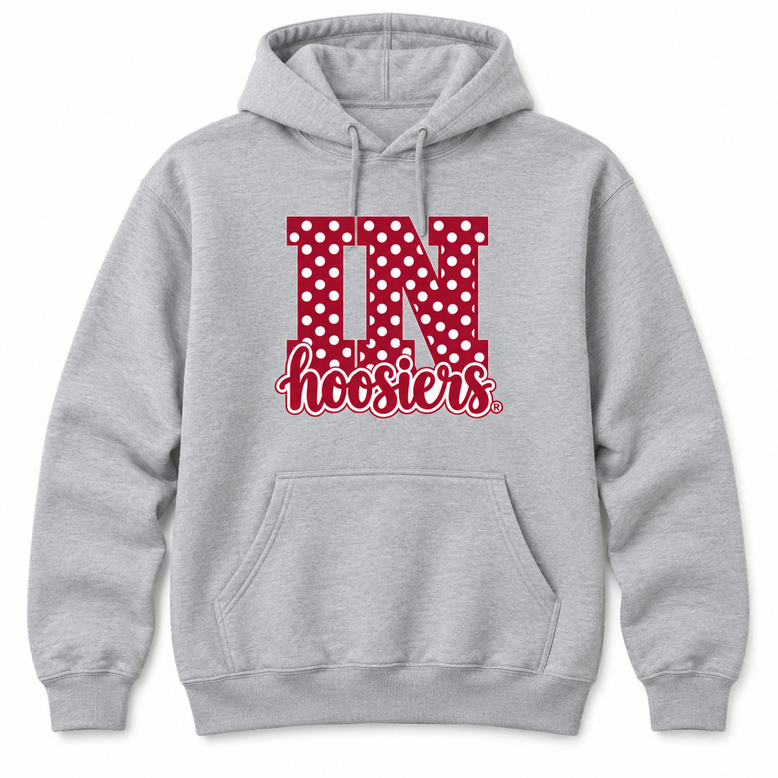 IN Polka Dot Hoosiers hoodie flatlay in Sport Gray