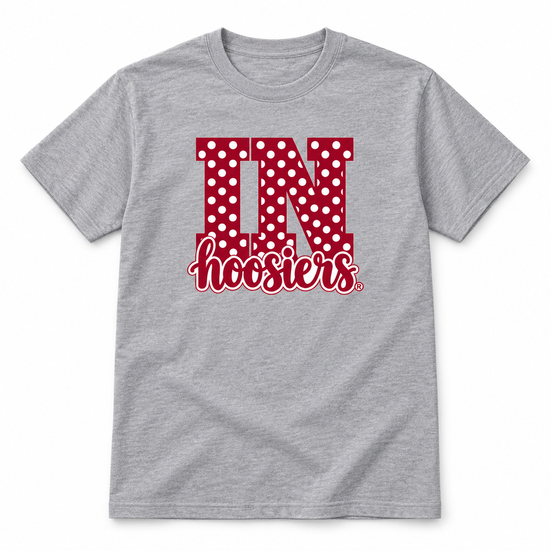 IN Polka Dot Hoosiers tee flatlay in Sport Gray