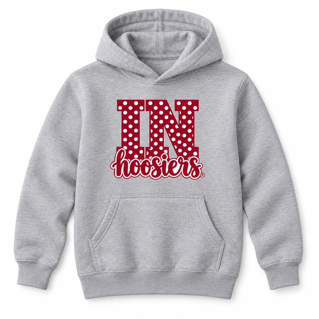 IN Polka Dot Hoosiers hoodie flatlay in Sport Gray