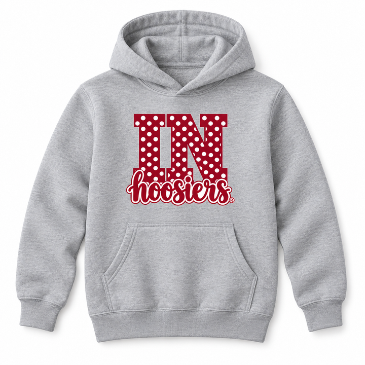IN Polka Dot Hoosiers Youth Hoodie