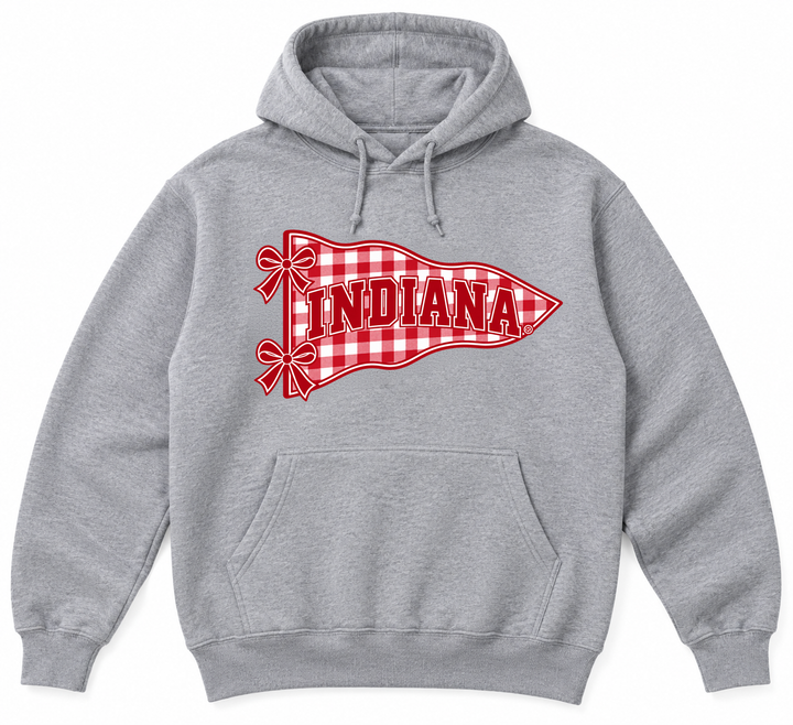 Indiana Gingham Pennant and Bows Hoodie