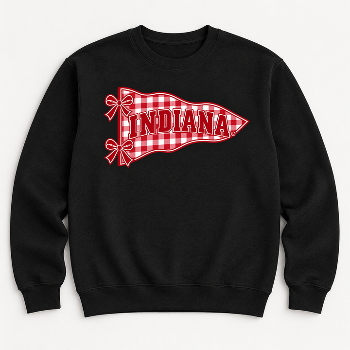 Indiana Gingham Pennant and Bows Toddler Crewneck