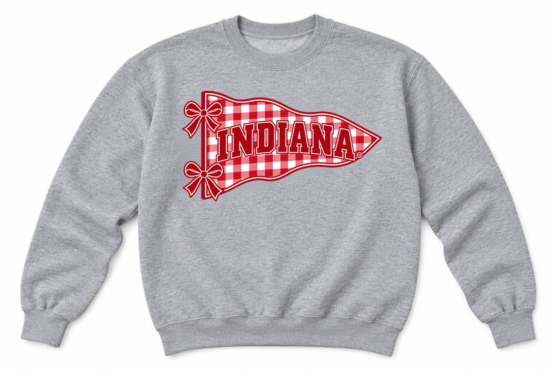 Indiana Gingham Pennant and Bows printed crewneck in gray