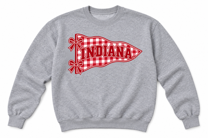 Indiana Gingham Pennant and Bows Youth Crewneck
