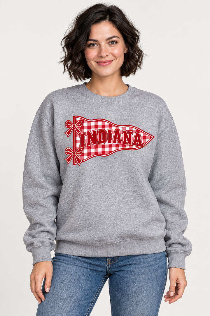 Indiana Gingham Pennant and Bows Crewneck