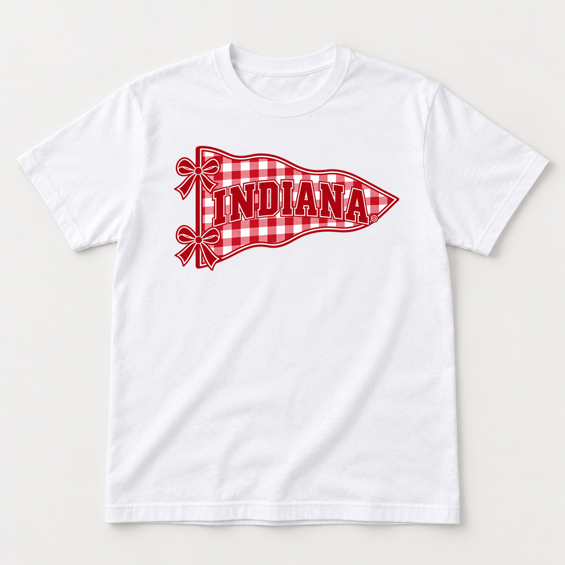 Indiana Gingham Pennant and Bows printed tee in white