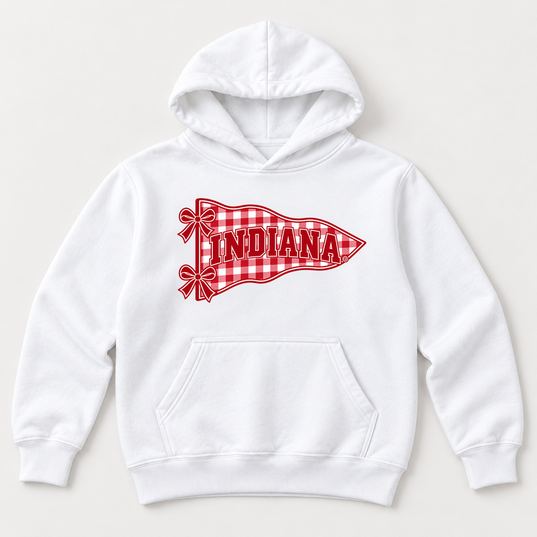 Indiana Gingham Pennant and Bows printed youth-hoodie in white