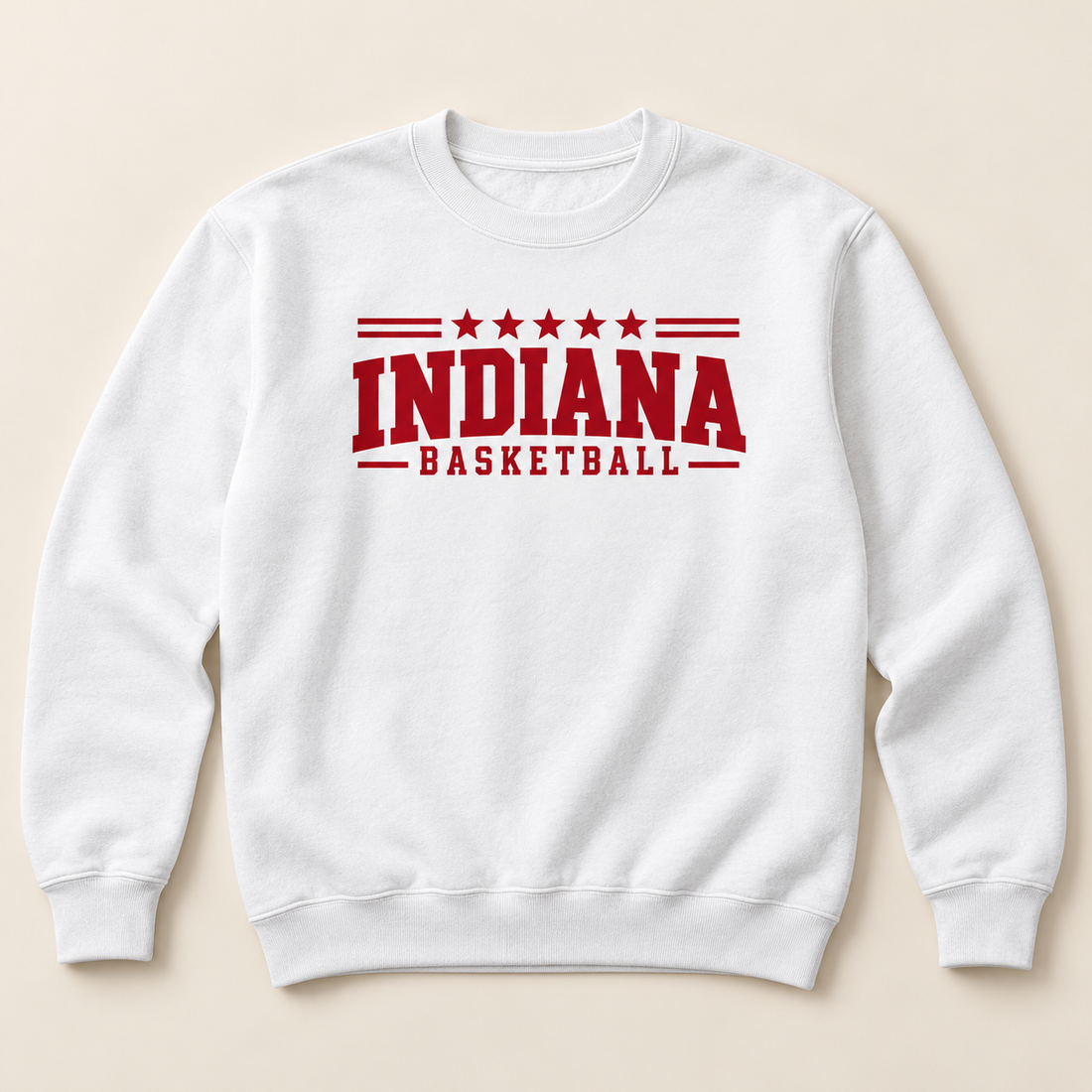 Five-Star Indiana Basketball white crewneck mockup
