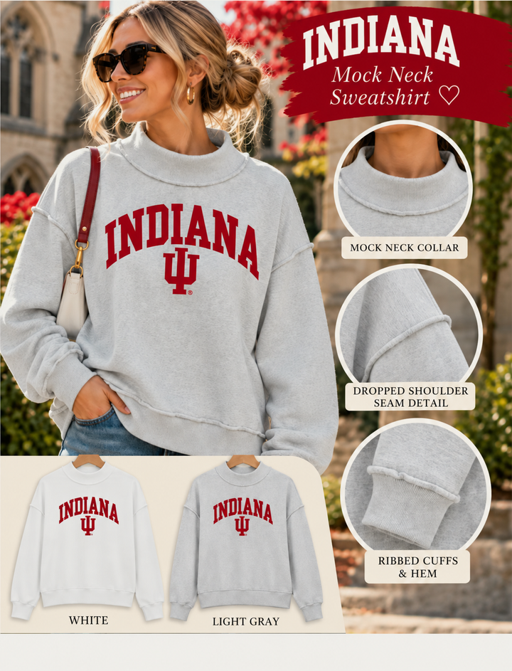 Indiana IU Women's Mock Neck Sweatshirt