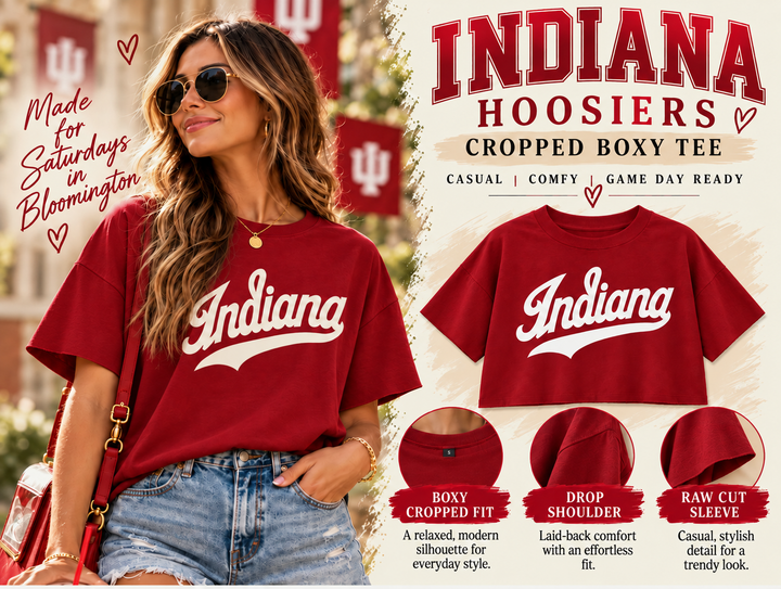 Indiana Script Women's Game Day Crop Top