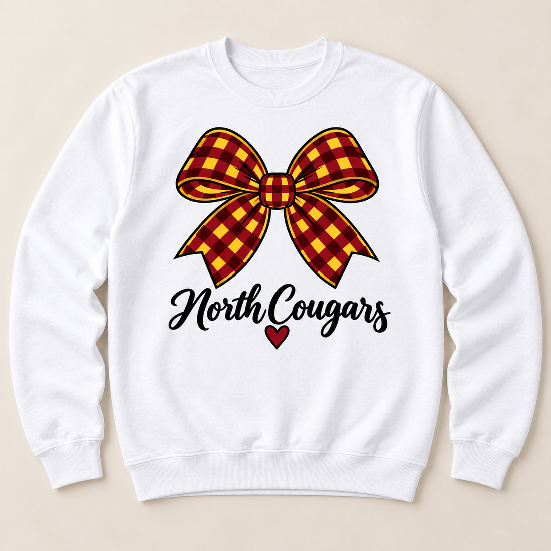 North Cougars Bow Crewneck in White
