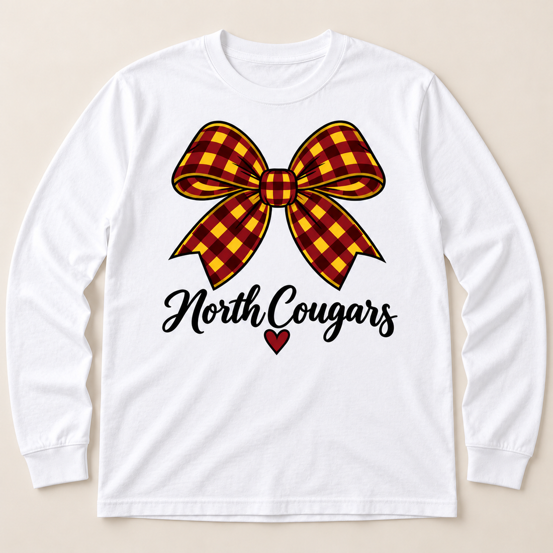 North Cougars Bow Long Sleeve T-Shirt in White