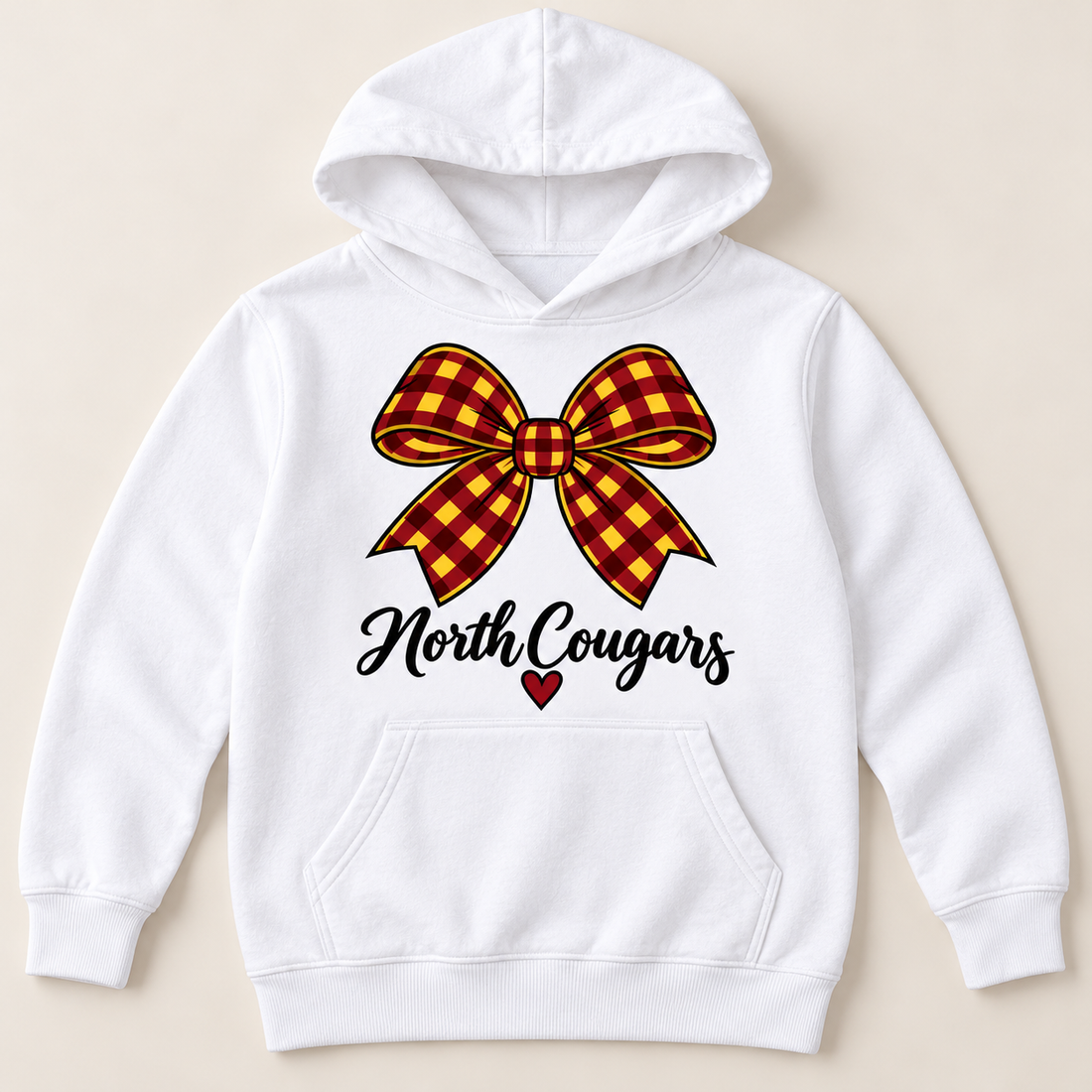 North Cougars Bow Youth Hoodie in White