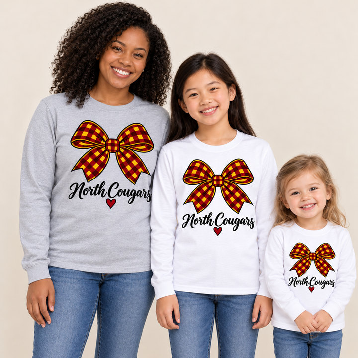 North Cougars Bow Youth Long Sleeve T-Shirt