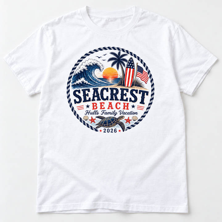 Personalized Round Seacrest Beach Vacation Tee